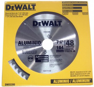L�mina de serra circular com v�dea, para alum�nio, 184 mm x 16 mm x 48 dentes, DEWALT