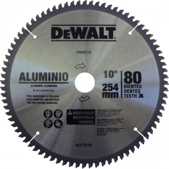 L�mina de serra circular com v�dea, para alum�nio, 254 mm x 30 mm x 80 dentes, DEWALT