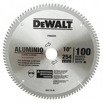 L�mina de serra circular com v�dea, para alum�nio, 254 mm x 30 mm x 100 dentes, DEWALT