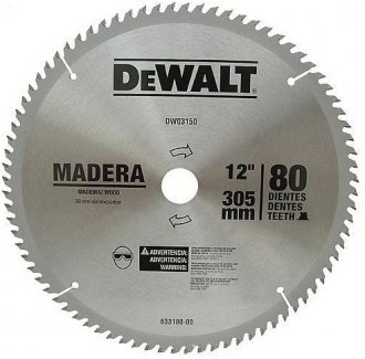 L�mina de serra circular com dentes de metal duro/v�dea, 305 mm x 30 mm, 80 dentes, DEWALT