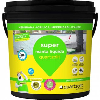 Manta l�quida impermeabilizante, 4 kg, cinza, SUPER MANTA LIQUIDA QUARTZOLIT