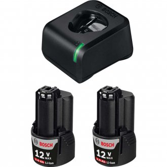 Carregador de bateria GAL 12V-20 Bivolt, com 2 baterias 12 V GBA 2,0 Ah, 1 600 A02 1KS, BOSCH