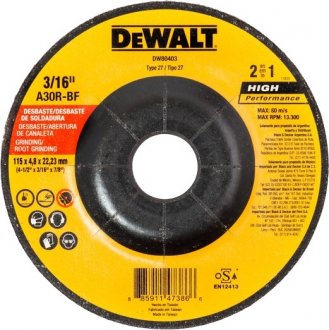 Disco de desbaste 115,0 mm x 4,8 mm x 22,22 mm, DW80403 DEWALT