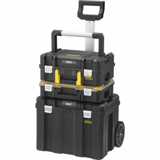 Caixa pl�stica para ferramentas 3 m�dulos, com rodas e al�a, 