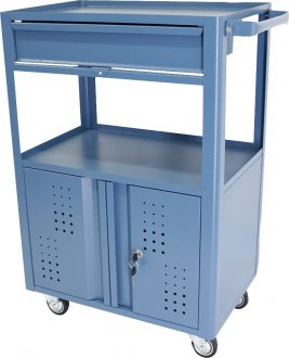 Carro para ferramentas, 60 cm x 40 cm x 90,5 cm, semifechado, com 1 gaveta, 2 portas e 1 prateleira fixa externa, 90 kgf, azul, NC-9, NOCRAM