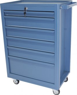 Carro para ferramentas, 60 cm x 40 cm x 90,5 cm, fechado, com 6 gavetas, 90 kgf, azul, NC-12, NOCRAM