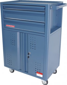 Carro para ferramentas, 60 cm x 40 cm x 90,5 cm, fechado, com 3 gavetas, 2 portas e 1 prateleira fixa interna, 90 kgf, azul, NC-14, NOCRAM