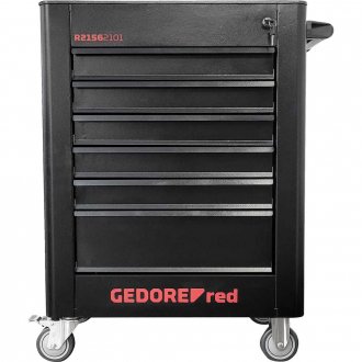 Carro para ferramentas com 6 gavetas, com 220 ferramentas, preto, 3301671 GEDORE RED