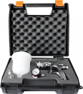 Pistola para pintura, tipo gravidade, 1,3 mm e 2,0 mm, caneca 600 ml, com man�metro e maleta, MLT-FLG-TOP, DEVILBISS