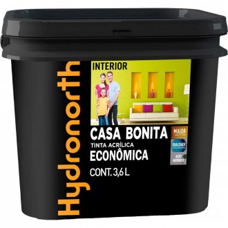 Tinta acr�lica fosca, cor palha, 3,6 L, Casa Bonita HYDRONORTH