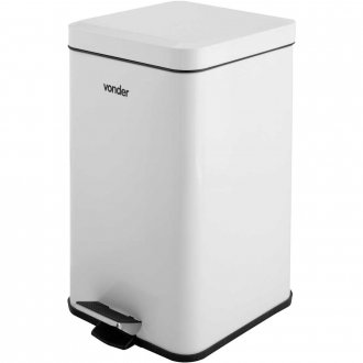 Lixeira retangular, 12 litros, inox, branca, VONDER