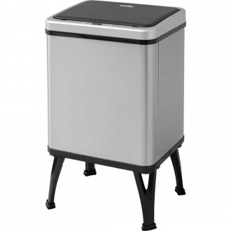 Lixeira retangular com sensor de abertura, desmont�vel, 30 litros, inox, cinza, VONDER