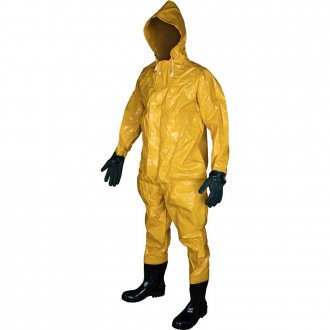 Macac�o amarelo para saneamento, tamanho P, com bota n� 40 e luva, em trevira KP 500, BRASCAMP