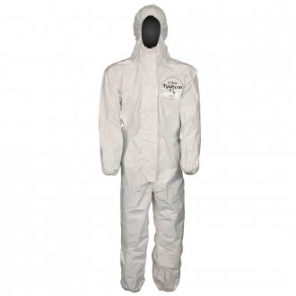 Macac�o de prote��o, com capuz e z�per, branco, tamanho G, TYCHEM, DUPONT
