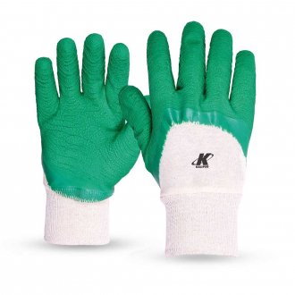 Luva algod�o palma latex, verde, punho malha, G - 9, CONFORTEX PLUS, 02.02.2.3, KALIPSO