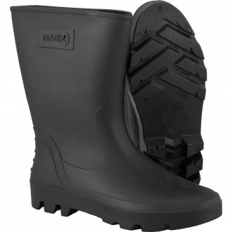 Bota de PVC preta, cano m�dio, sem forro, 42, NOVE54