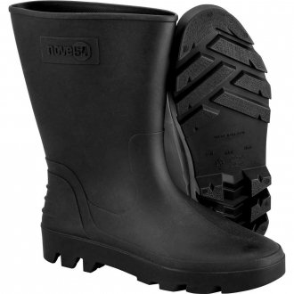 Bota de PVC preta, cano m�dio, sem forro, 43, NOVE54