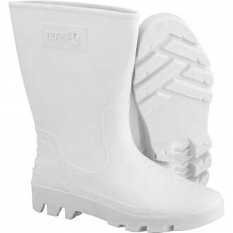 Bota de PVC branca, cano m�dio, sem forro, 44, NOVE54