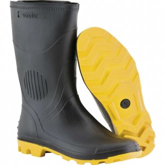 Bota de PVC preta e amarela, cano m�dio, sem forro, 37/38, VONDER