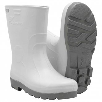 Bota Overtech de EVA, 34/35, sem forro, cano curto, branca com solado cinza, BEPCC02 VULCABRAS