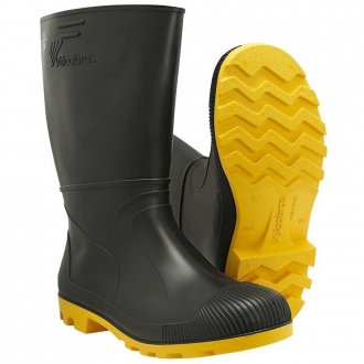 Bota de PVC preta e amarela, tamanho 44/45, cano curto, sem forro, CPCC30 VULCABRAS
