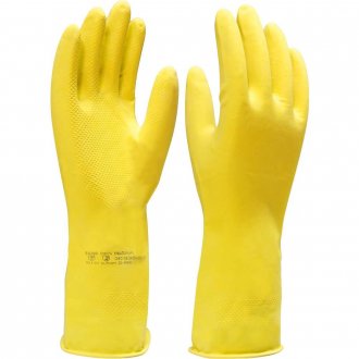 Luva de l�tex, tamanho 8 (M), cor amarela, antiderrapante, Verniz Silver, LV-LAVS-8 IMBAT
