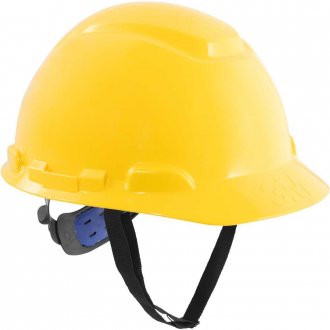 Capacete amarelo, suspens�o com ajuste f�cil e jugular de tecido, aba frontal, H 700, 3M