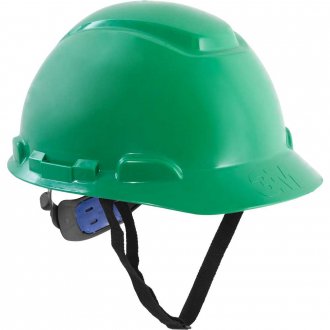 Capacete verde, suspens�o com ajuste f�cil e jugular, aba frontal, H 700, 3M