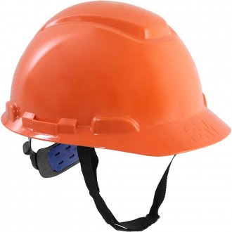 Capacete laranja, suspens�o com ajuste f�cil e jugular de tecido, aba frontal, H 700, 3M