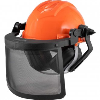 Capacete motosserrista, laranja, com protetor facial telado e abafador de ru�do VONDER PLUS