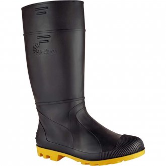 Bota de PVC cano longo, tamanho 40, sem forro, preta e amarela, BPCL40 VULCABRAS