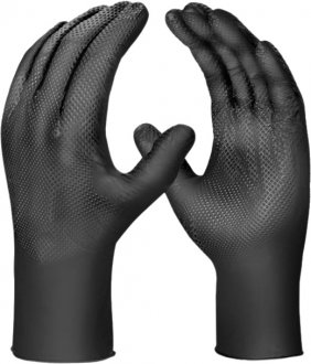 Luva nitr�lica ambidestra sem talco, tamanho M, preta, SENSIFLEX GRIP DANNY
