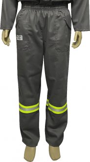 Cal�a de seguran�a para eletricista, cinza com faixa refletiva verde, tamanho GG, 9436, UNIFORMANN