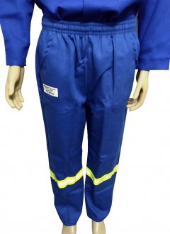 Cal�a de seguran�a para eletricista, azul com faixa refletiva verde, tamanho P, 9437, UNIFORMANN