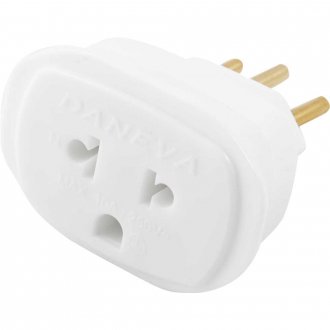 Plugue adaptador 3P universal redondo, branco, 1662 DANEVA