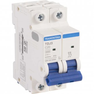 Mini disjuntor 2 polos, 20 A, 3 kA, TDJ3, 58012106 TRAMONTINA ELETRIK