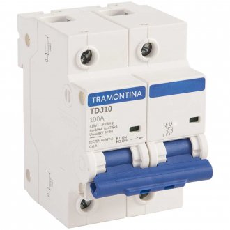 Mini disjuntor 2 polos, 100 A, 10 kA, TDJ10, 58012145 TRAMONTINA ELETRIK
