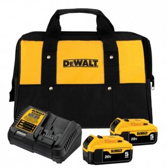Kit com 2 baterias de �ons de l�tio (20 V - 5 Ah) e 1 carregador (bivolt) e 1 bolsa de transporte, DCB205C2K-BR, DEWALT