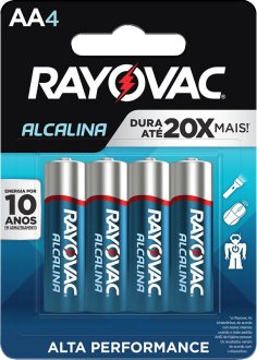 Pilha alcalina pequena (AA), cartela com 4 pe�as, RAYOVAC