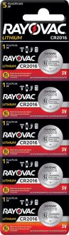 Bateria de l�tio, CR2016, 3 V, 5 pe�as, RAYOVAC