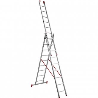Escada extensiva de alum�nio, 27 degraus, 3 em 1, ESC0709, BOTAFOGO