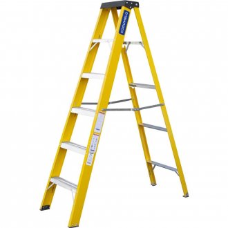 Escada de abrir, fibra de vidro, 5 degraus de alum�nio, COGUMELO