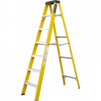Escada de abrir, fibra de vidro, 6 degraus de alum�nio, COGUMELO