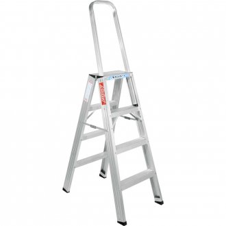 Escada de abrir, em alum�nio, uso profissional, 4 degraus, 120 cm, com al�a de apoio, AP204, ALULEV