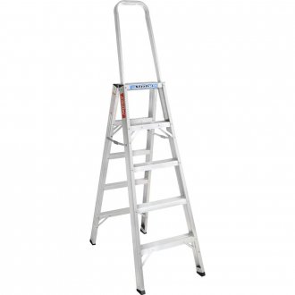 Escada de abrir, em alum�nio, uso profissional,  5 degraus, 150 cm, com al�a de apoio, AP205, ALULEV