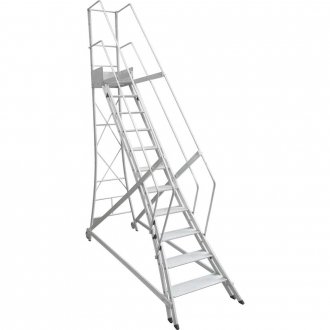 Escada trepadeira alum�nio 3,50 m X 3,55 m 14 degraus + plataforma com 4 corrim�es TR352 ALULEV