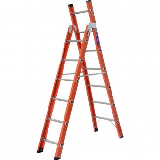 Escada multifuncional em fibra de vidro, tesoura e singela, 6 x 12 degraus, 2,13 m x 3,85 m, TSH 6-12 COGUMELO