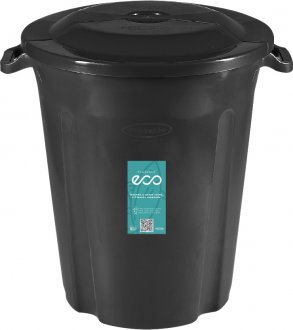 Lixeira pl�stica, 97 litros, preta, Eco, 164LP, PLASVALE