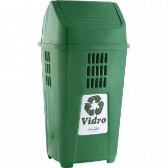 Lixeira pl�stica, 50 litros, verde, basculante, 757VD, PLASVALE