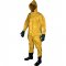 Macac�o amarelo para saneamento, tamanho P, com bota n� 40 e luva, em trevira KP 500, BRASCAMP